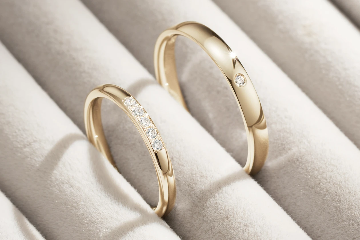 お揃いの色と形で、二人らしいペアリングに