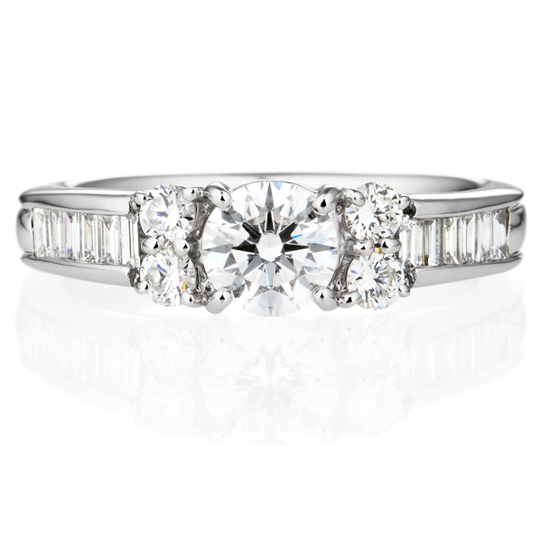 婚約指輪のオーダーメイド Pt950 トワイライト バケットカット ダイヤモンド サイドストーン エタニティタイプ リング 0 5ct Brilliance