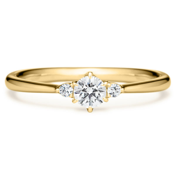 K18YG スプリング デュオ ダイヤモンド サイドストーン リング 0.2ct