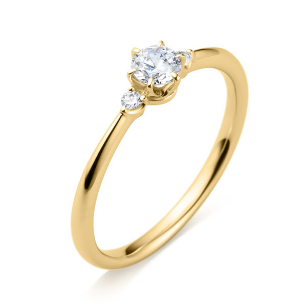 K18YG スプリング デュオ ダイヤモンド サイドストーン リング 0.2ct