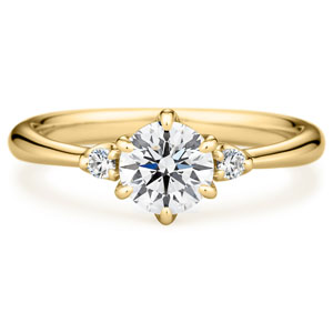 K18YG スプリング デュオ ダイヤモンド サイドストーン リング 0.7ct