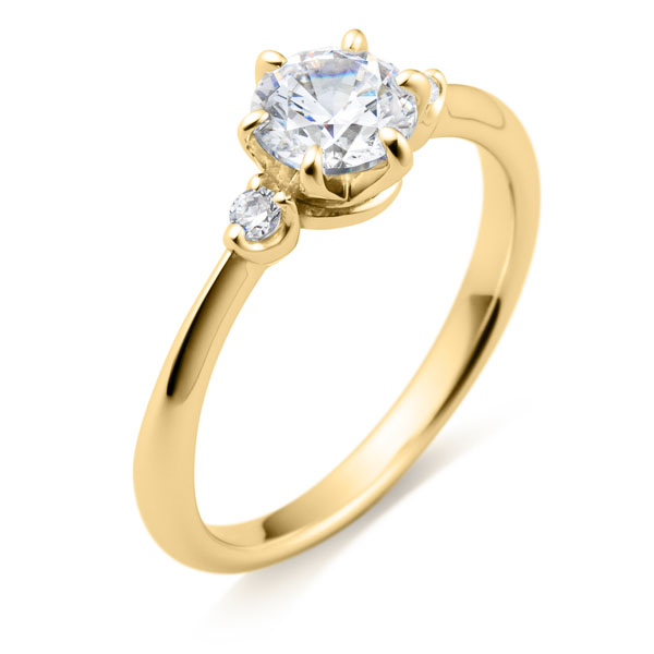 K18YG スプリング デュオ ダイヤモンド サイドストーン リング 0.7ct