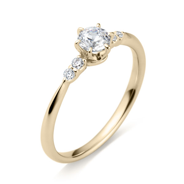 K18CG スプリング カルテット ダイヤモンド サイドストーン リング 0.3ct