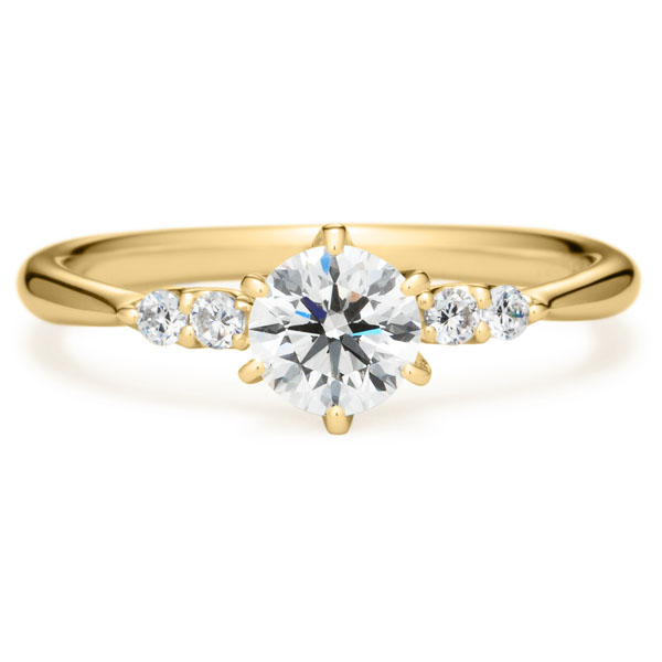 K18YG スプリング カルテット ダイヤモンド サイドストーン リング 0.5ct