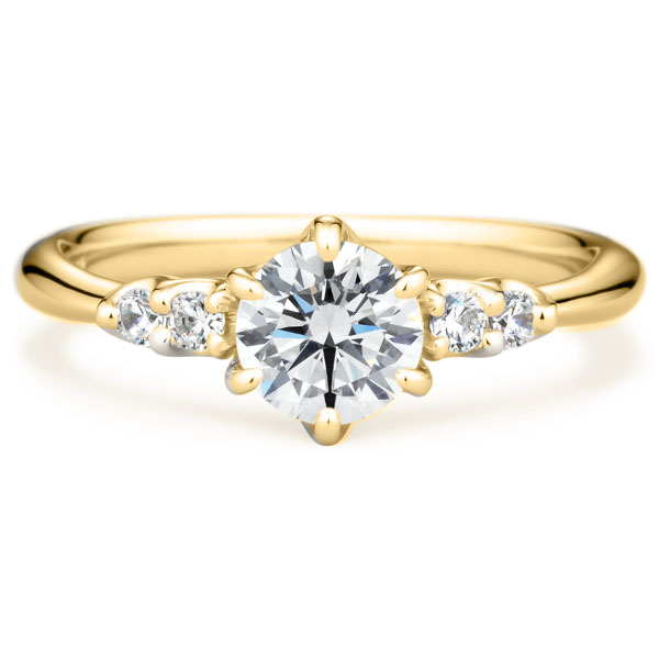 K18YG スプリング カルテット ダイヤモンド サイドストーン リング 0.7