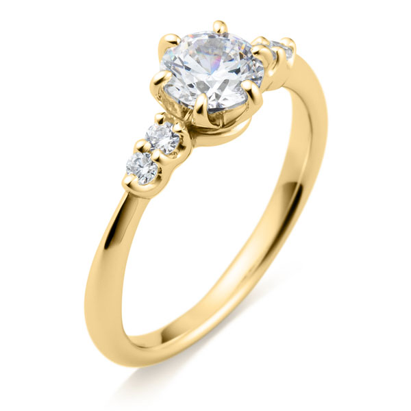 K18YG スプリング カルテット ダイヤモンド サイドストーン リング 0.7