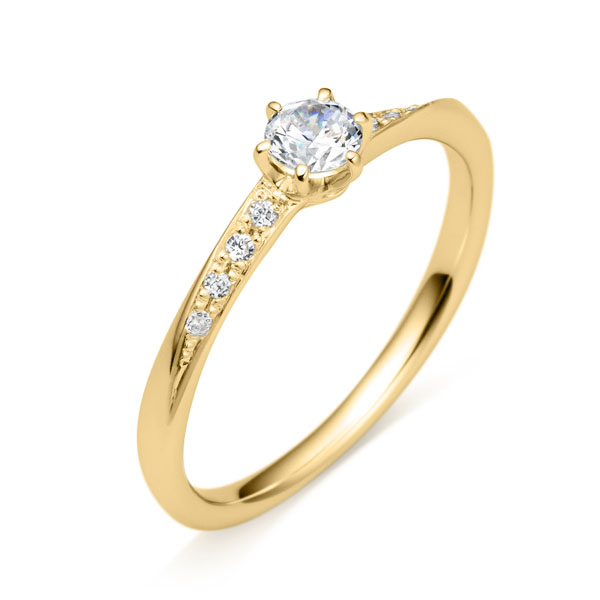 K18YG メテオール ダイヤモンド サイドストーン リング 0.2ct｜婚約