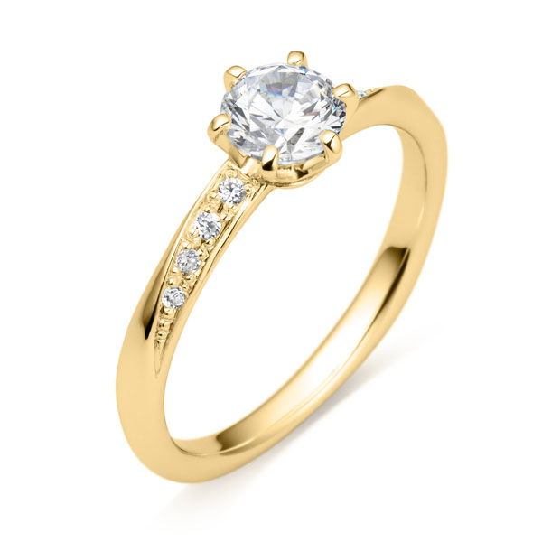 K18YG メテオール ダイヤモンド サイドストーン リング 0.5ct