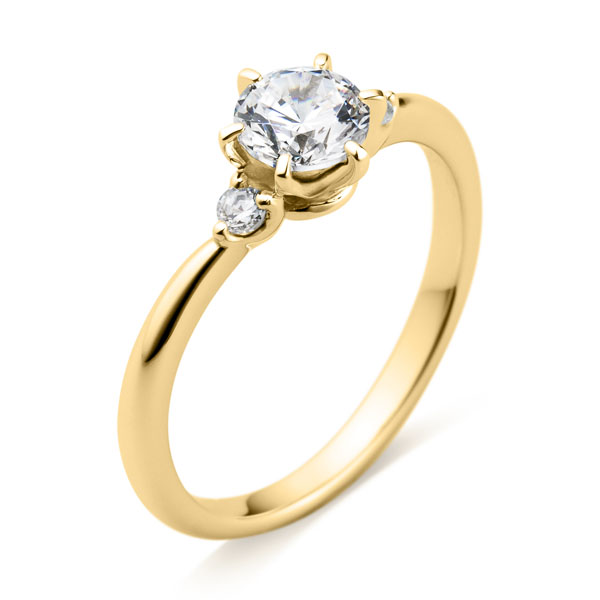 K18YG ビゼ ダイヤモンド サイドストーン リング 0.5ct