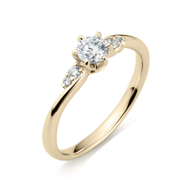 K18CG ロゼット ダイヤモンド サイドストーン リング 0.3ct