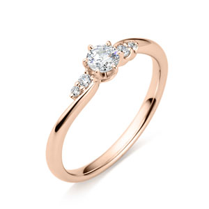 K18PG ロゼット ダイヤモンド サイドストーン リング 0.2ct｜婚約指輪