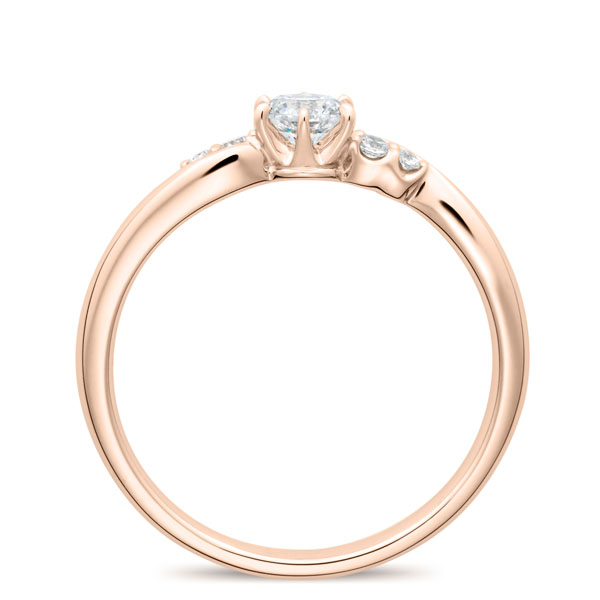 K18PG ロゼット ダイヤモンド サイドストーン リング 0.2ct｜婚約指輪
