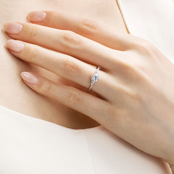 K18PG ロゼット ダイヤモンド サイドストーン リング 0.5ct