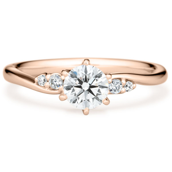 K18PG ロゼット ダイヤモンド サイドストーン リング 0.5ct