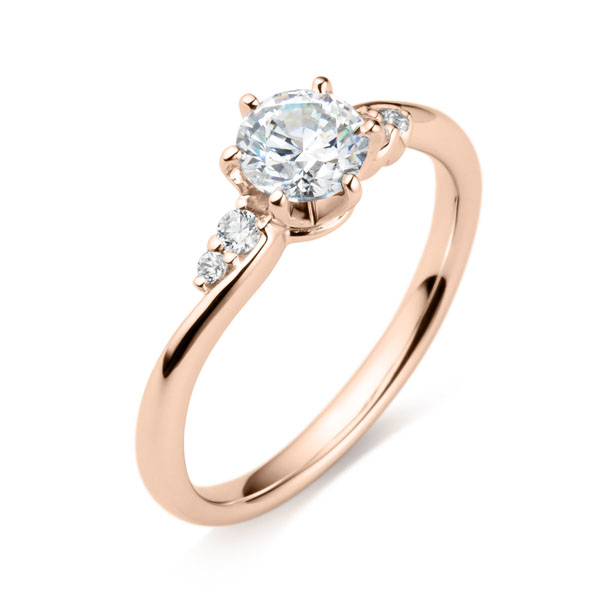 K18PG ロゼット ダイヤモンド サイドストーン リング 0.5ct