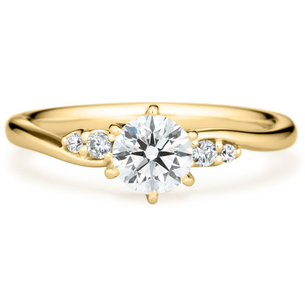 K18YG ロゼット ダイヤモンド サイドストーン リング 0.5ct