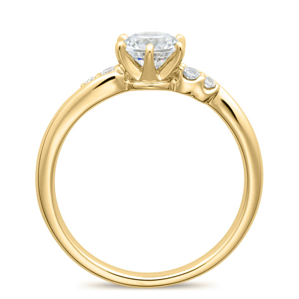 K18YG ロゼット ダイヤモンド サイドストーン リング 0.5ct