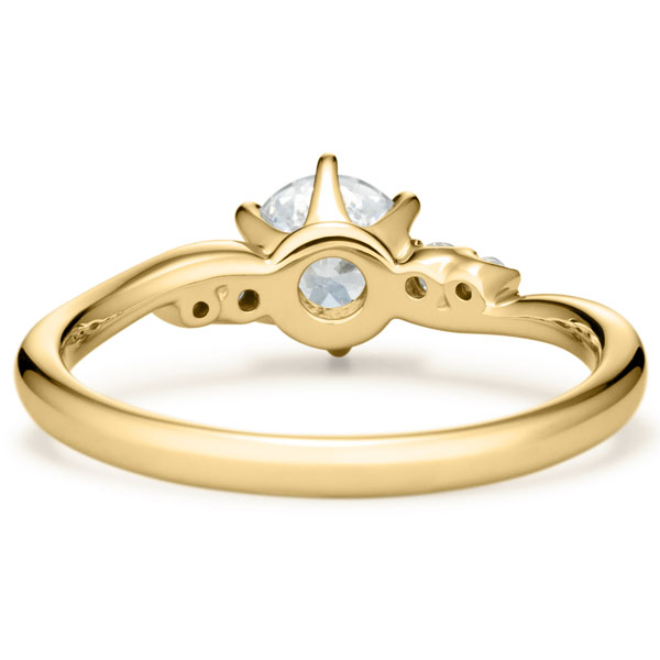 K18YG ロゼット ダイヤモンド サイドストーン リング 0.5ct