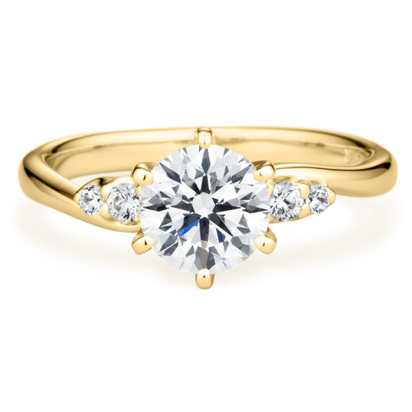 K18YG ロゼット ダイヤモンド サイドストーン リング 1.0ct