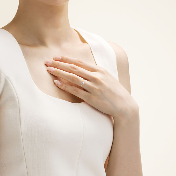 K18CG ナチュレル ダイヤモンド サイドストーン リング 0.3ct