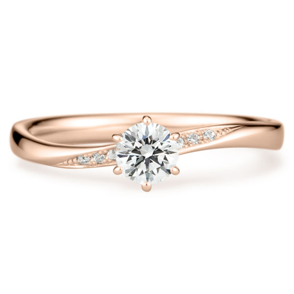 K18PG ナチュレル ダイヤモンド サイドストーン リング 0.3ct