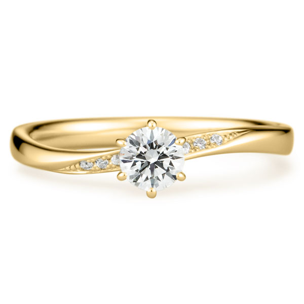 K18YG ナチュレル ダイヤモンド サイドストーン リング 0.3ct