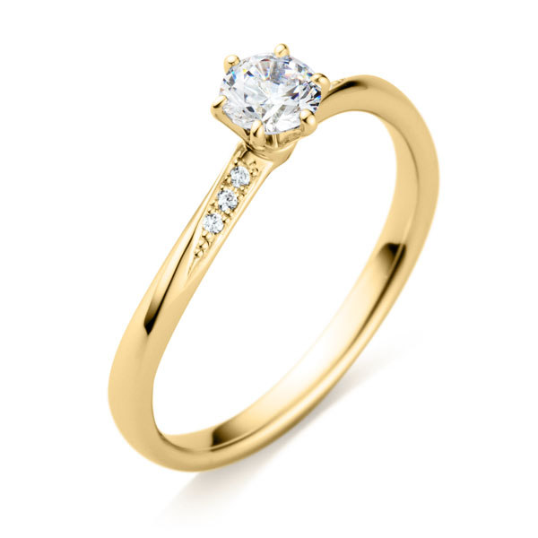 K18YG ナチュレル ダイヤモンド サイドストーン リング 0.3ct