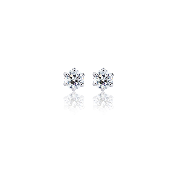 PT900 アイコニック6ポイント ダイヤモンド スタッド ピアス 0.2ct