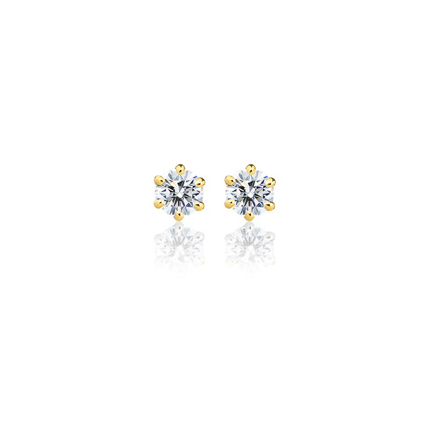 K18YG アイコニック6ポイント ダイヤモンド スタッド ピアス 0.2ct