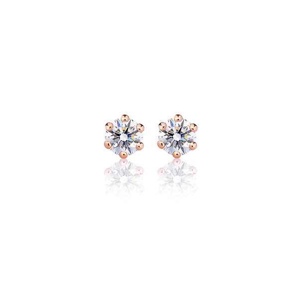 K18PG アイコニック6ポイント ダイヤモンド スタッド ピアス 0.3ct