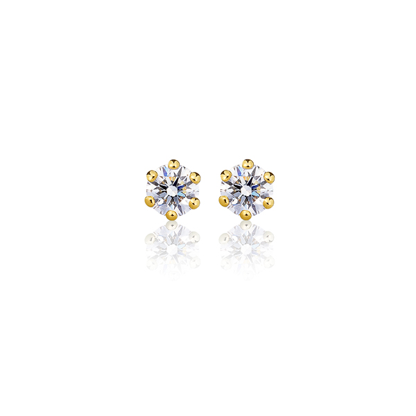 K18YG ダイヤモンド 6本爪 スタッドピアス for 0.3ct アイコニック