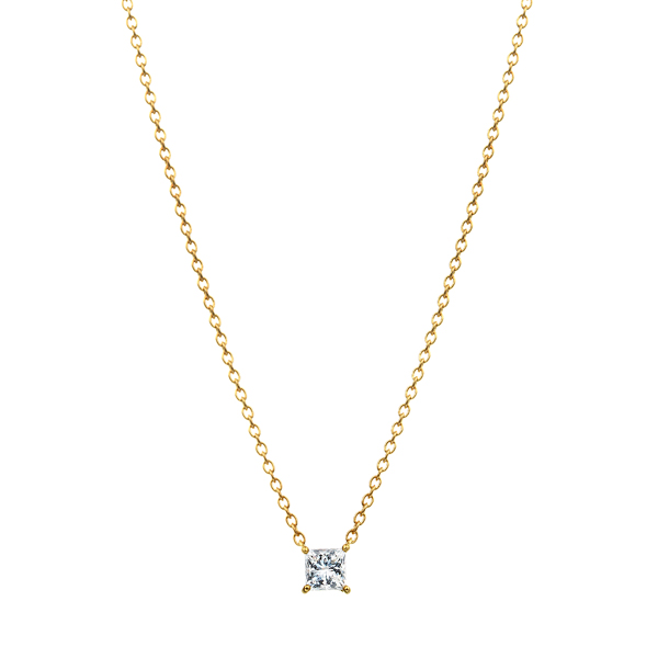 K18YG プリンセスカット ダイヤモンド ネックレス
