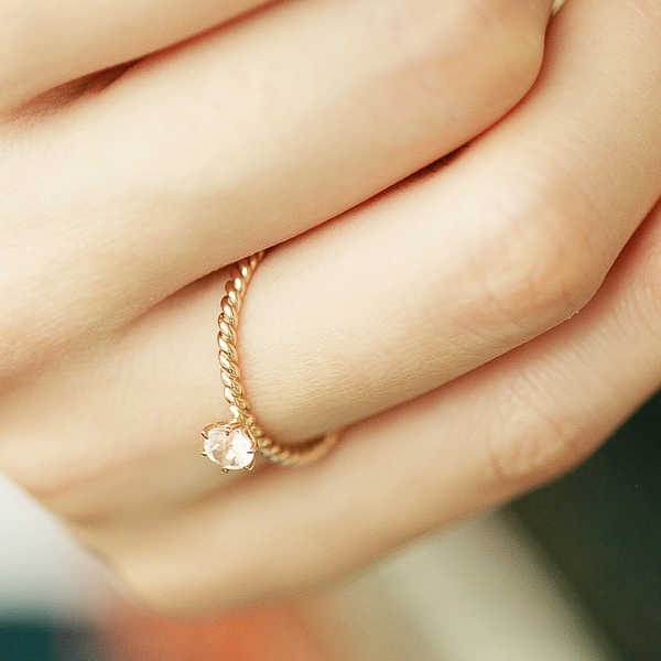 K18pg ケーブルステッチ ローズクォーツ リング F4 0 Brilliance