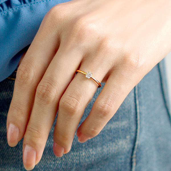 K18yg エメラルドカット ダイヤモンド リング Brilliance