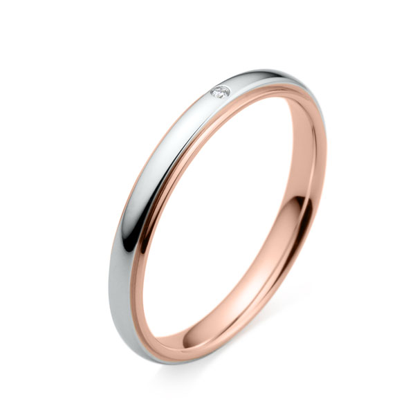 PT950/K18PG ダイヤモンド 1pc コンビネーション リング 2.5mm 4-14