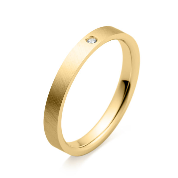 K18YG スクエア ダイヤモンド 1pc リング サティーン 2.5mm 4-14