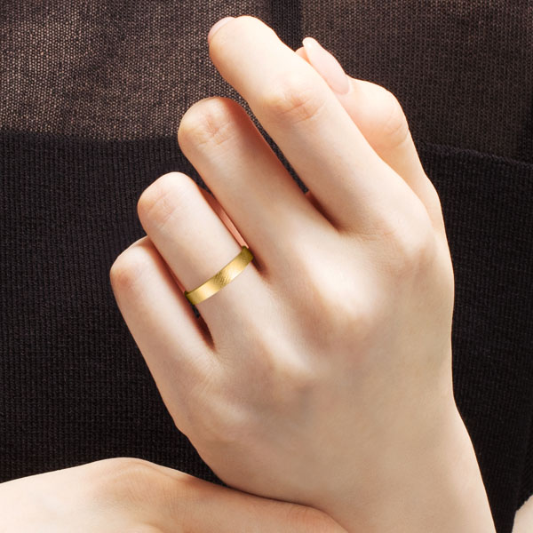 K18YG スクエア リング サティーン 3.5mm 14.5-20｜結婚指輪（マリッジ