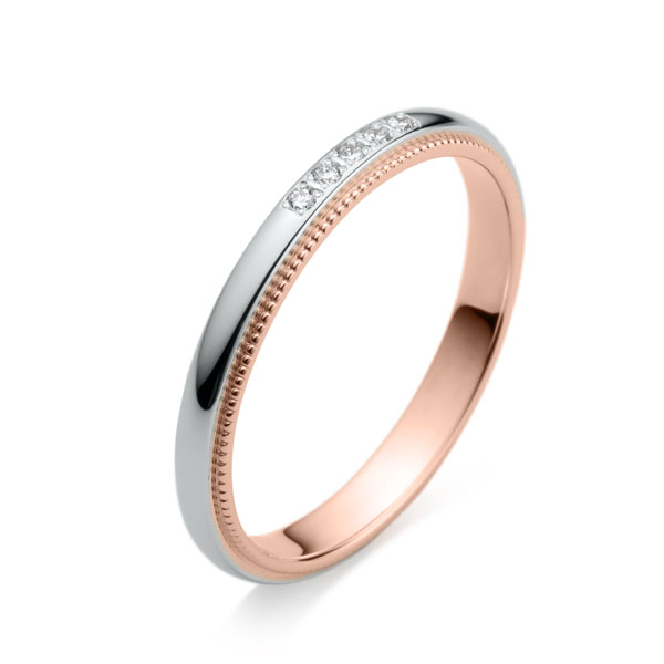 PT950/K18PG ダイヤモンド 5pcs コンビネーション リング ミルグレイン 2.5mm 4-14