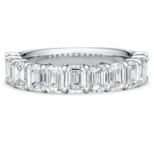 PT950 エレニーク エメラルドカット ラボグロウン ダイヤモンド ハーフエタニティ リング 4.4mm 4-17