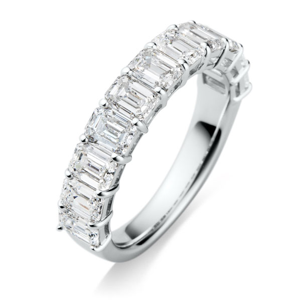 PT950 エレニーク エメラルドカット ラボグロウン ダイヤモンド ハーフエタニティ リング 4.4mm 4-17