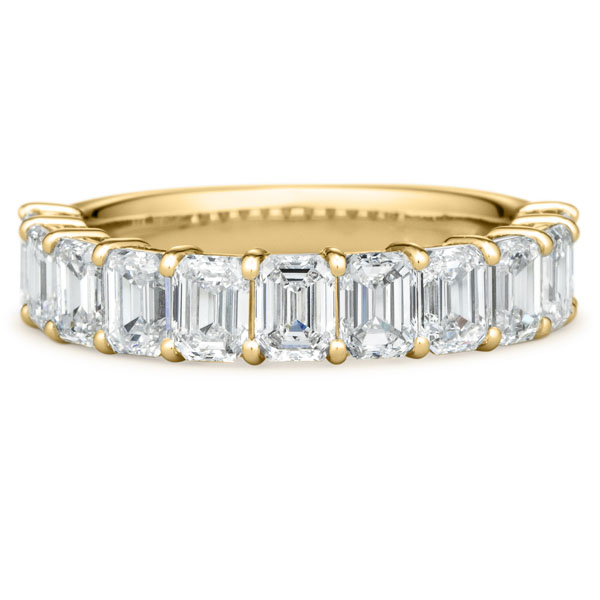 K18YG エレニーク エメラルドカット ラボグロウン ダイヤモンド ハーフエタニティ リング 4.4mm 4-17