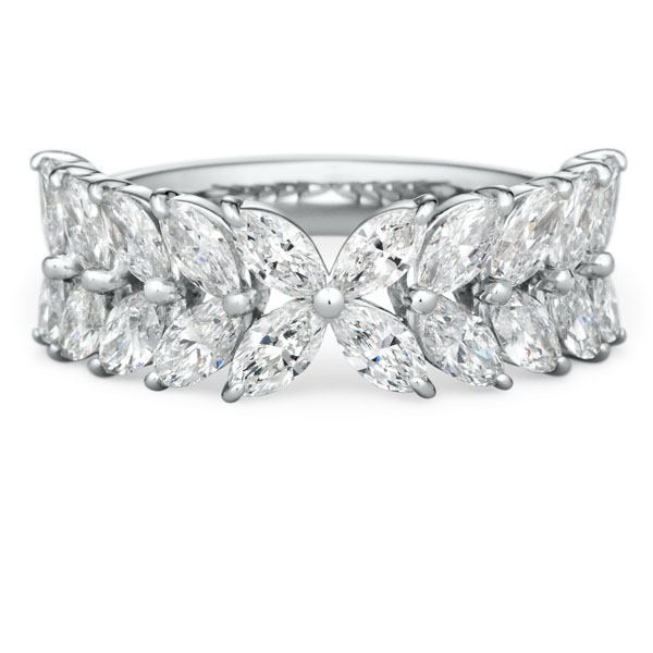 PT950 フォリア マーキスカット ラボグロウン ダイヤモンド ハーフエタニティ リング 7.2mm 4-17