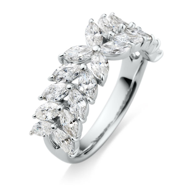 PT950 フォリア マーキスカット ラボグロウン ダイヤモンド ハーフエタニティ リング 7.2mm 4-17