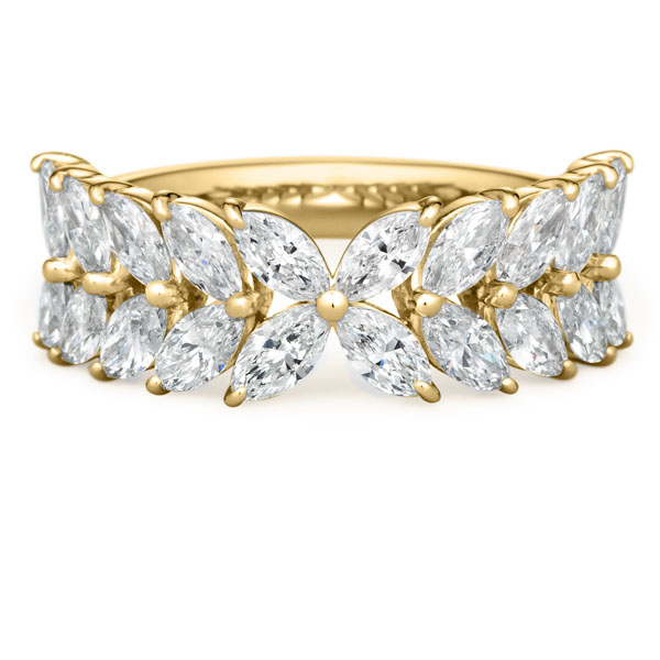 K18YG フォリア マーキスカット ラボグロウン ダイヤモンド ハーフエタニティ リング 7.2mm 4-17