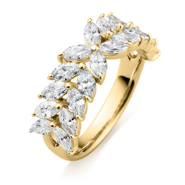 K18YG フォリア マーキスカット ラボグロウン ダイヤモンド ハーフエタニティ リング 7.2mm 4-17