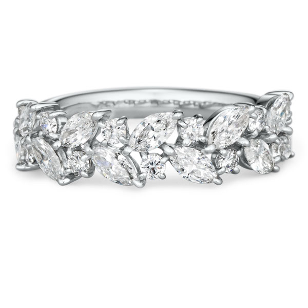 PT950 レフィナ マーキスカット ラボグロウン ダイヤモンド ハーフエタニティ リング 5.8mm 4-17