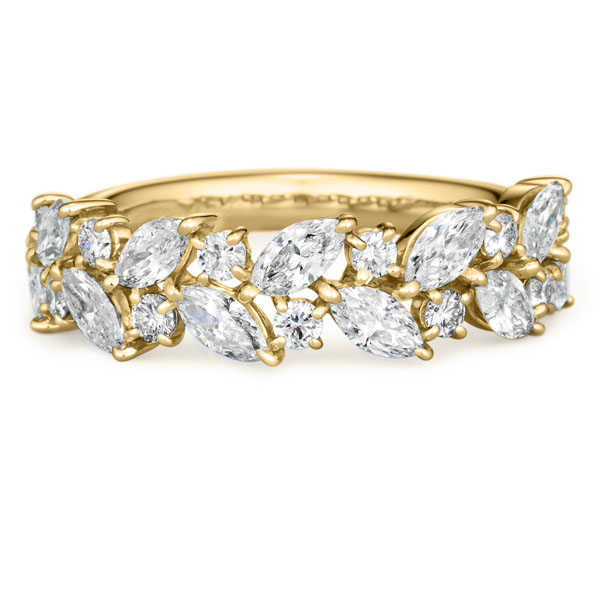 K18YG レフィナ マーキスカット ラボグロウン ダイヤモンド ハーフエタニティ リング 5.8mm 4-17