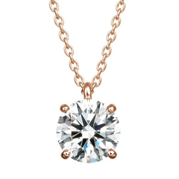 K18PG 4ポイントセッティング ダイヤモンド スルー ペンダント 40cm  1.0ct