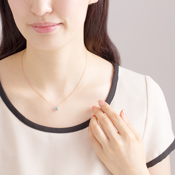 K18PG 4ポイントセッティング ダイヤモンド スルー ペンダント 40cm  1.0ct