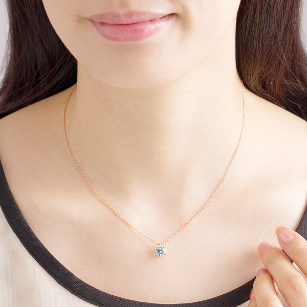 K18PG 4ポイントセッティング ダイヤモンド スルー ペンダント 40cm  1.0ct